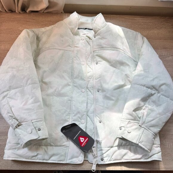 NWT Free People Bunny Slope Printed Puffer Jacket Ski Coat Green White Small - Picture 9 of 15
